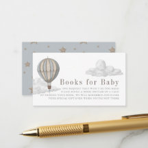 Baby Shower Buchwunschkarte Blaues Heißluftballon