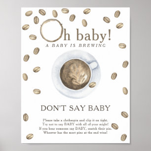 Baby shower café - Affiche Ne dites pas bébé