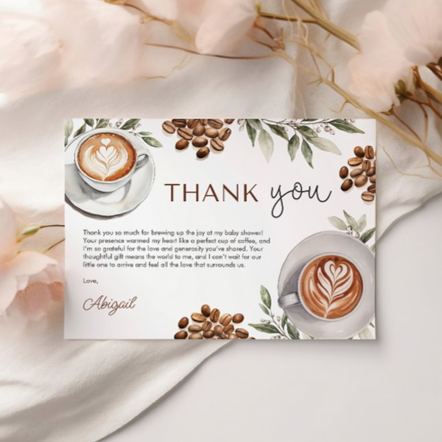 Baby shower café - un bébé brasse du Merci (Coffee Baby Shower - a Baby is Brewing Thank You)