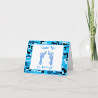Baby shower Camouflage Bleu Merci Cartes