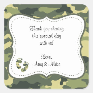 Baby shower Camouflage Vert Favoriser le Étiquette
