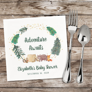 Baby Shower Camping Adventure Woodland Animals Serviette