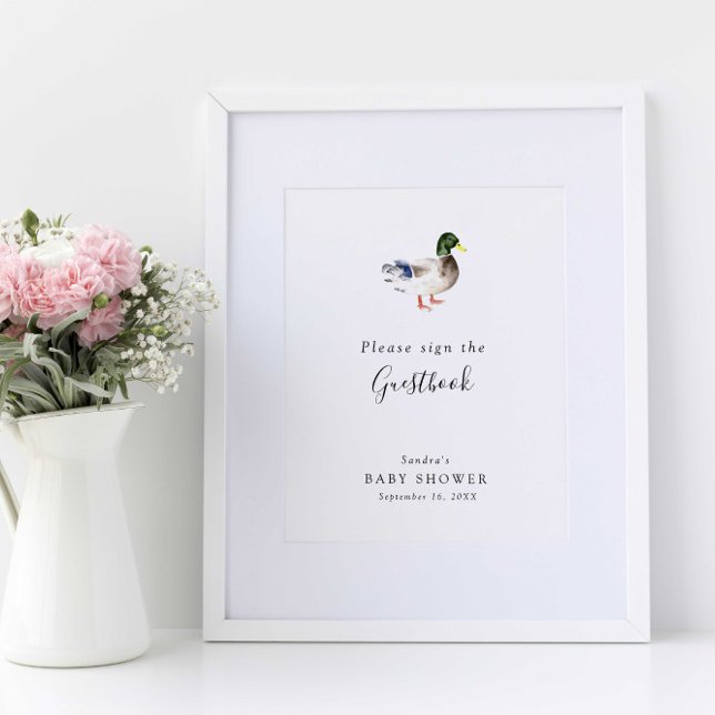 Baby shower canard élégant livre d'or signe minima (Créateur téléchargé)