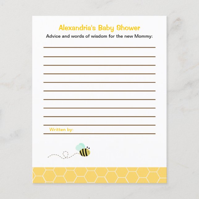 Baby Shower Cards für Hummeln Custom Flyer (Vorderseite)