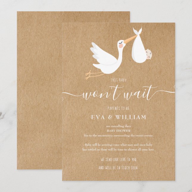 Baby shower, carte d'annulation d'arrosage (Devant / Derrière)