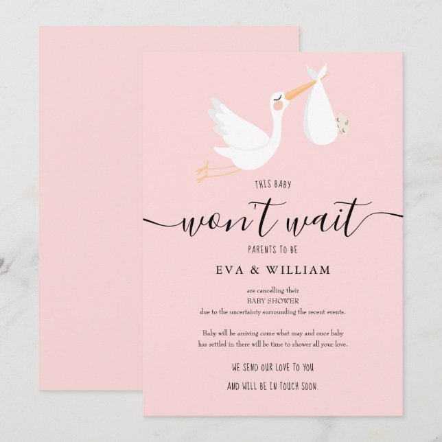 Baby shower, carte d'annulation d'arrosage (Devant / Derrière)