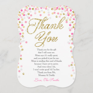 Baby shower Carte de remerciements Confetti Gold r