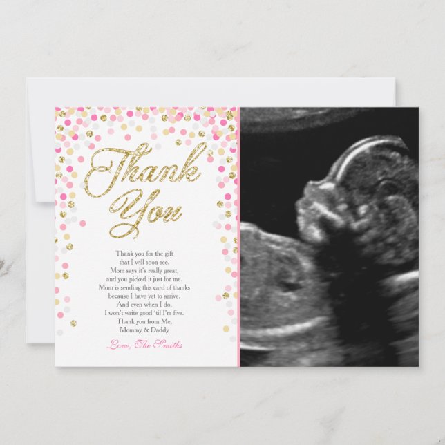 Baby shower Carte de remerciements Confetti Gold r (Devant)