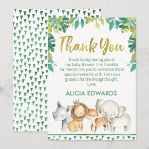 Baby shower Carte de remerciements Safari Wild One