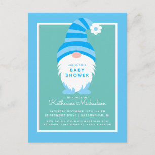Baby shower   Carte postale Gnome Bleue