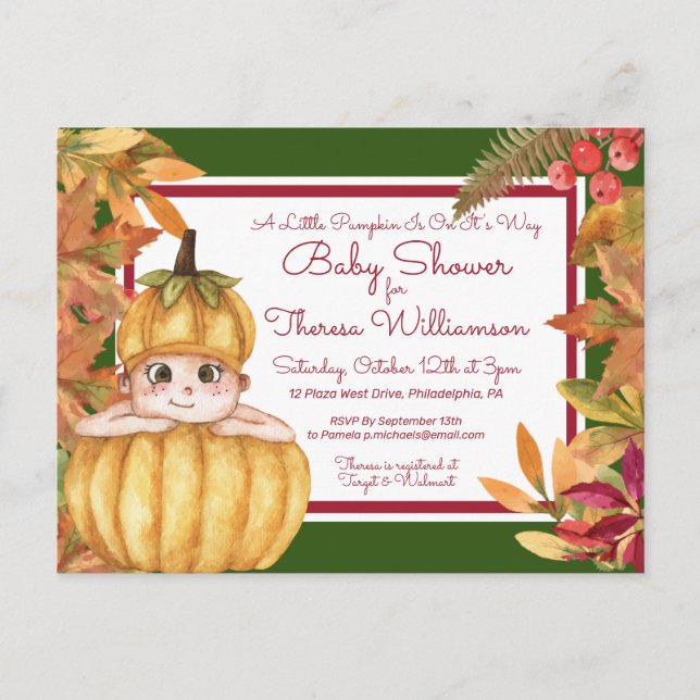 Baby shower | Carte postale Petite invitation Citr (Devant)