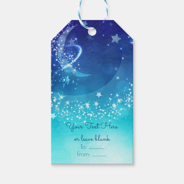 Baby Shower Celestial Moon Sparkle Sky Gastgeschen Geschenkanhänger (Vorderseite)