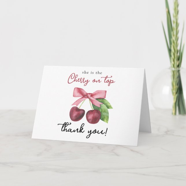 Baby shower cerisier - Carte de remerciements (Devant)