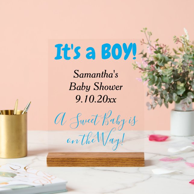 Baby shower C'est un garçon Blanc Bleu NOM Clear (Mariage)