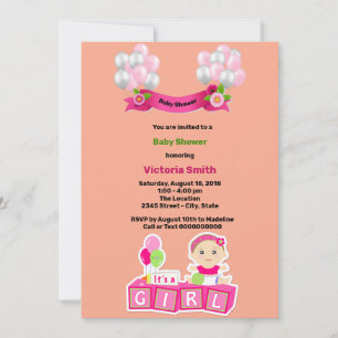 Baby shower C'est une fille ballons Invitation