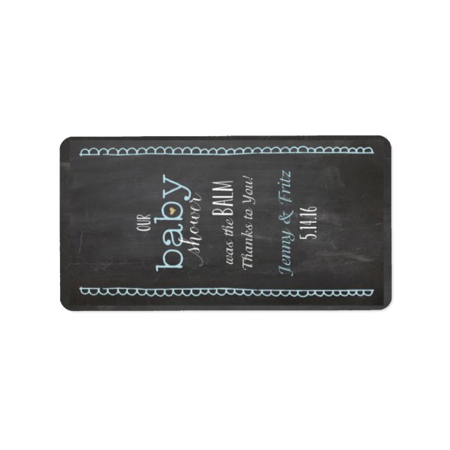 Baby shower Chalkboard Posh  Balai Étiquette (Devant)