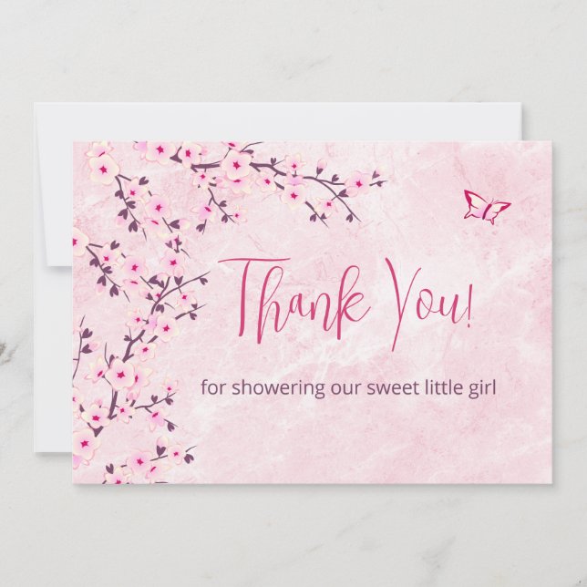 Baby shower Cherry Blossom | Carte de remerciement (Devant)