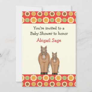 Baby shower Cheval et Fleurs Invitation pour les f