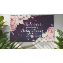 Baby Shower Chic Boho Floral Feathers Burgundy Red