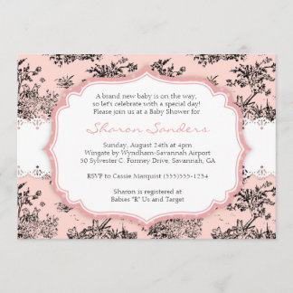 Baby shower CHIC TOILE Invitation - rose