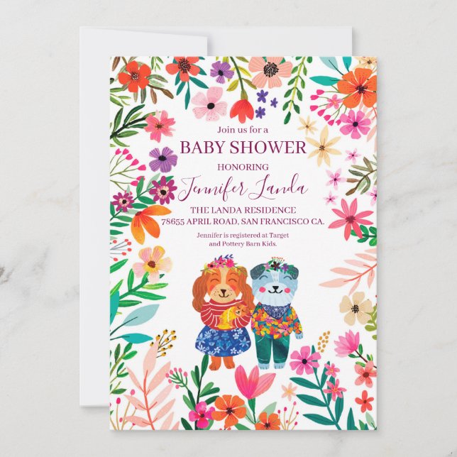 Baby shower Chiens mignons Invitation (Devant)
