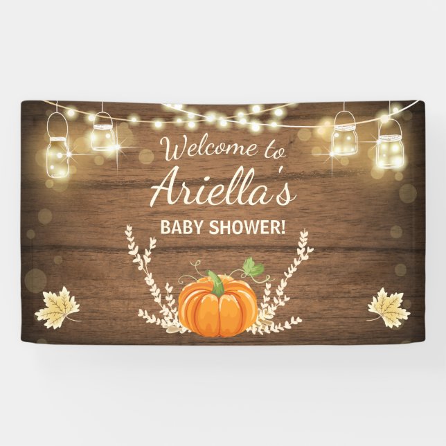 Baby shower citrouille Bannière de fond Automne Au (Horizontal)