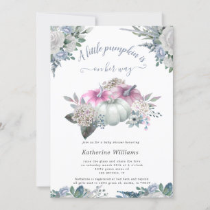 baby shower citrouille bleu hydrangea invitation
