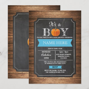 Baby shower Citrouille C'est un Invitation bleu Bo