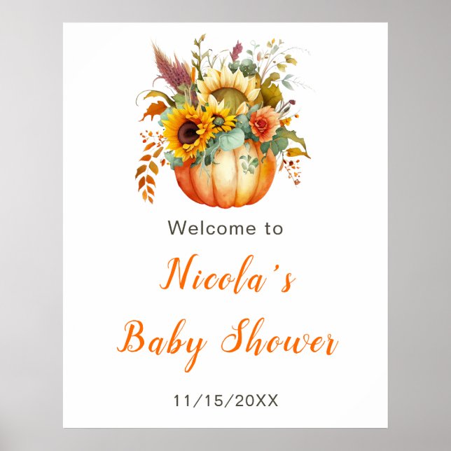 Baby shower citrouille de bouquet  Affiche de bien (Devant)