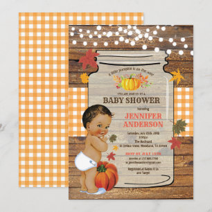 baby shower citrouille invitation bois rustique