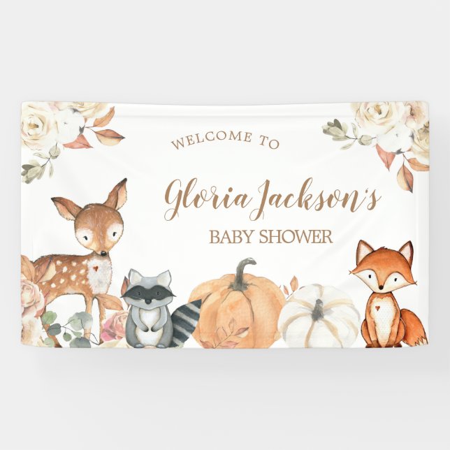 Baby shower citrouille Woodland Grande bannière (Horizontal)