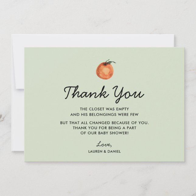 Baby shower Citrus Neutre Genre Merci Cartes (Devant)