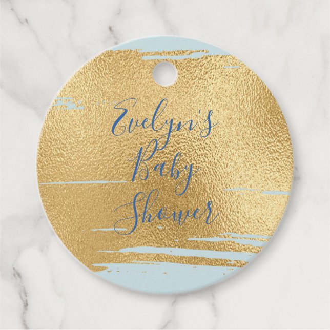 Baby Shower Classic Blue and Gold Geschenkanhänger (Vorderseite)