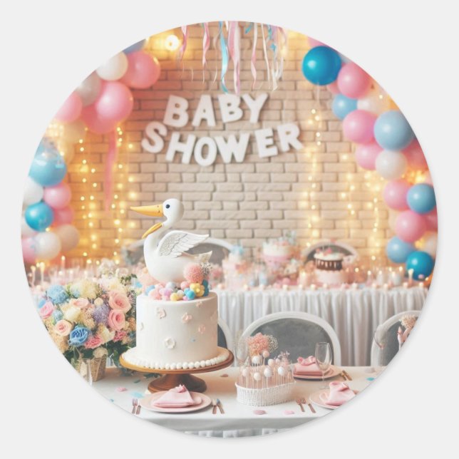 Baby Shower Classic Round Sticker (Vorderseite)