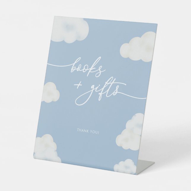 Baby shower Cloud bleu moderne Déchets Signe Raffi (Recto)