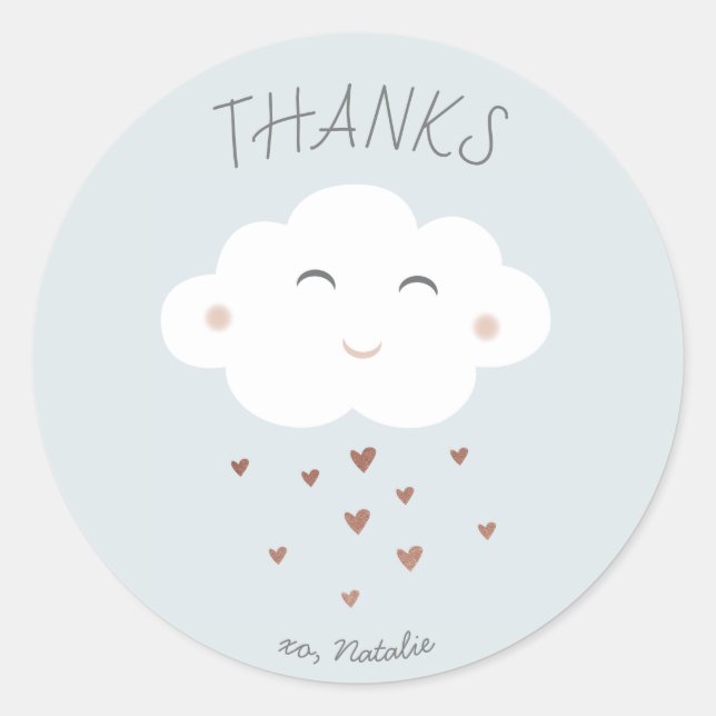Baby shower Cloud mignon merci sticker (Devant)