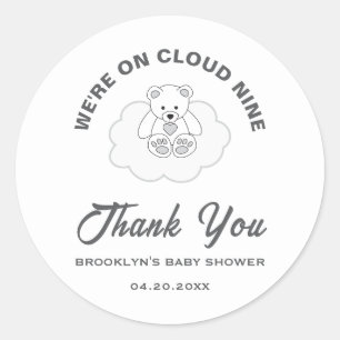 Baby Shower Cloud Nine Teddy Bear Geschlechtsneutr Runder Aufkleber