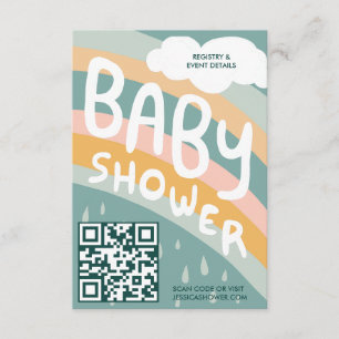 BABY SHOWER Clouds Rainbow Niedlicher Custom QR CO Begleitkarte