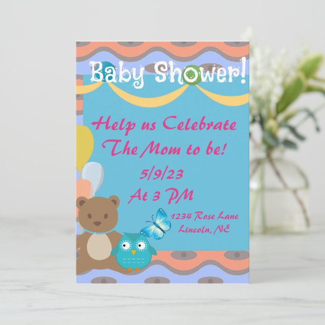 Baby shower coloré mignon Invitation (Debout devant)