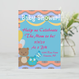 Baby shower coloré mignon Invitation