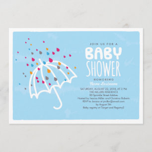 Baby shower coloré Umbrella Invitation