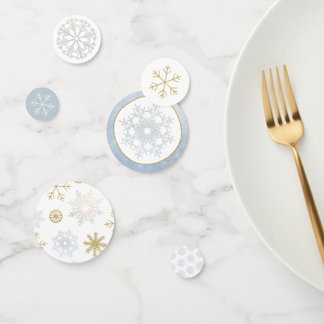 Baby shower Confetti Blue & Gold Snowflake (Groupe)