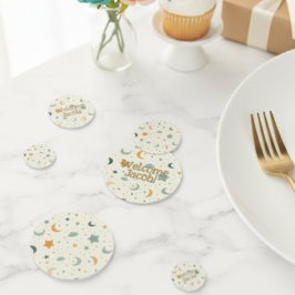 Baby Shower Confetti Boho Moon Stars Theme Konfetti