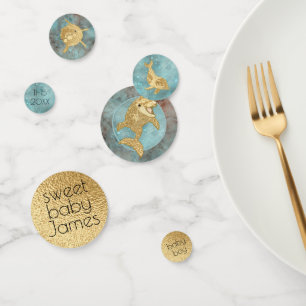 Baby shower Confetti Gold Mommy N Baby Dolphins