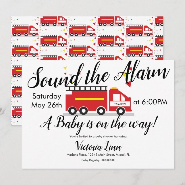 Baby shower Confetti Invitation du véhicule de cam (Devant / Derrière)