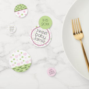 Baby shower Confetti Sucre et épices rose N vert