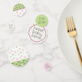 Baby shower Confetti Sucre et épices rose N vert