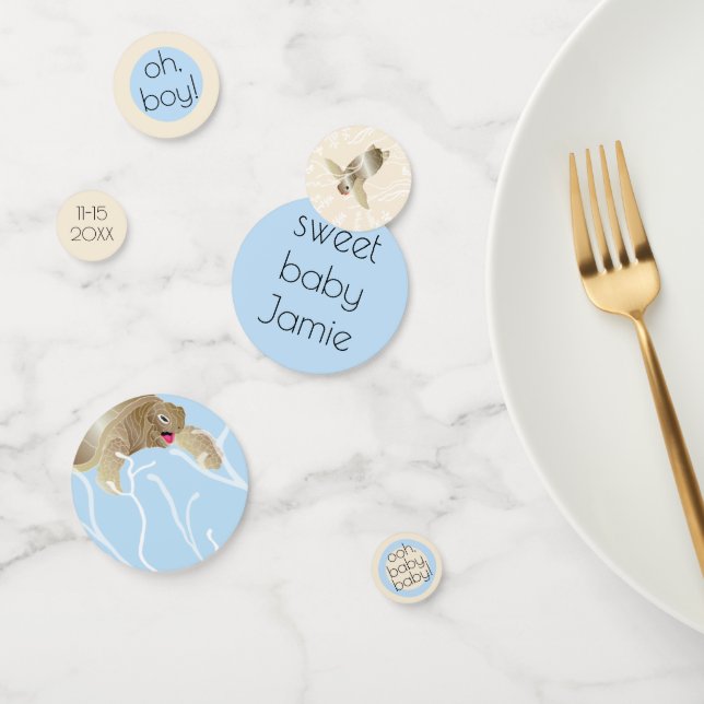 Baby shower Confetti Turtle Bleu et crème (Groupe)