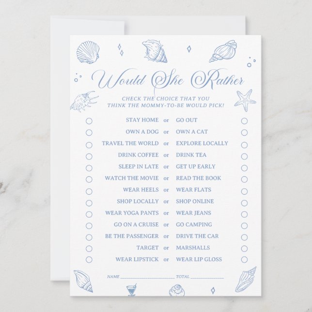 Baby shower Côtier préférerait-elle la carte de je (Devant)