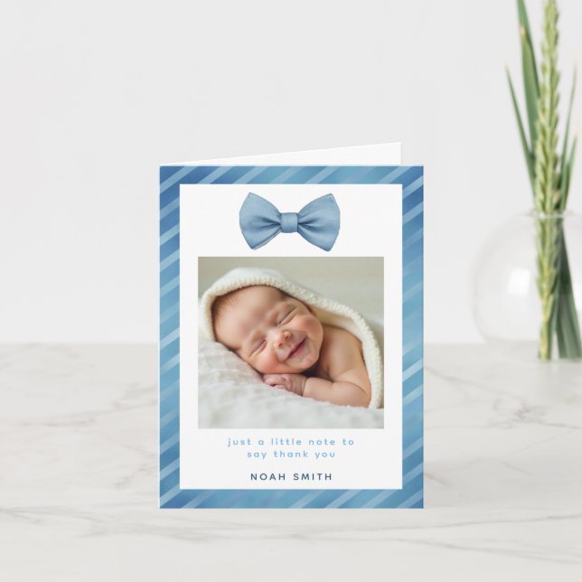 Baby shower Cravate de Merci de Carte photo de  bl (Devant)